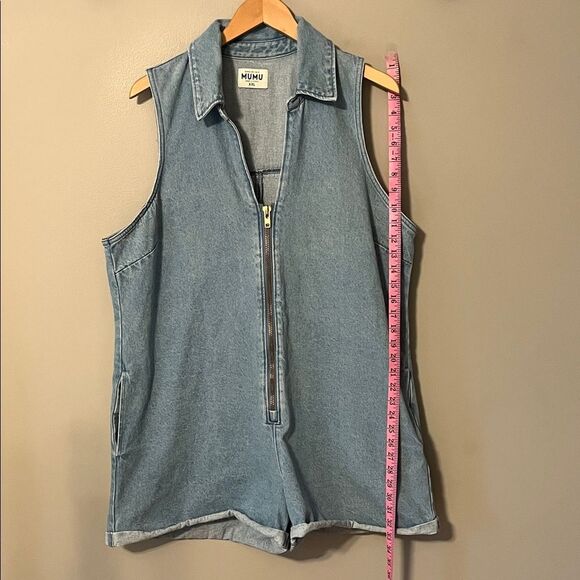 Show Me Your Mumu Reno Denim Romper in Blue Stream Size XXL - Picture 10 of 15